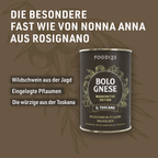 Dose Bolognese Il Toscano aus der Manufaktur Edition vor braunem Hintergrund